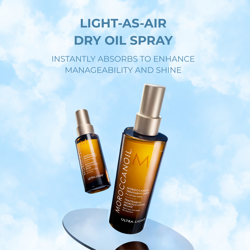 Bouteille de Moroccanoil Traitement Brume fond blanc, vue de face