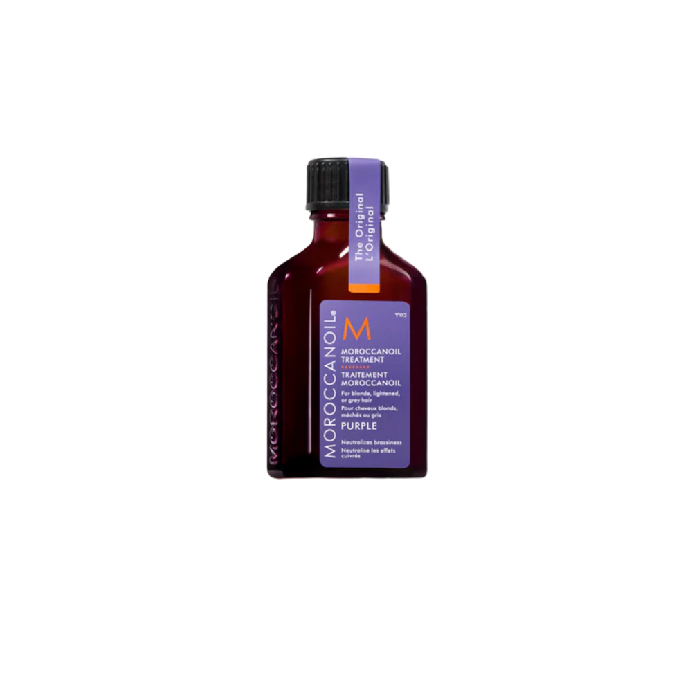 Traitement Moroccanoil Violet – huile correctrice pour cheveux blonds, gris ou méchés à reflets froids

