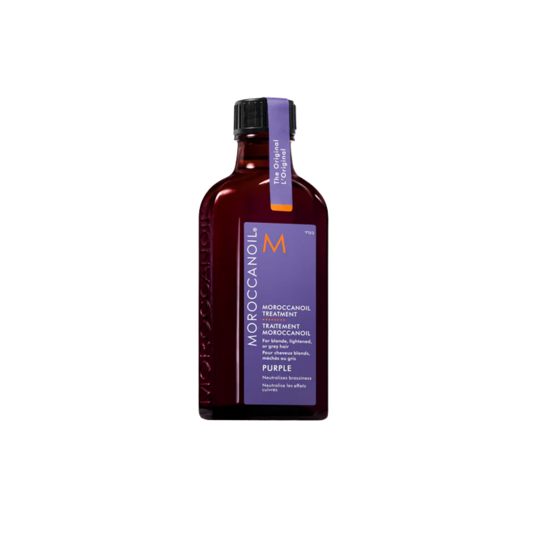 Traitement Moroccanoil Violet – huile correctrice pour cheveux blonds, gris ou méchés à reflets froids

