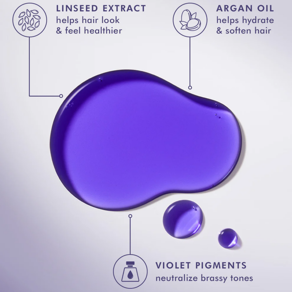 Traitement Moroccanoil Violet – huile correctrice pour cheveux blonds, gris ou méchés à reflets froids

