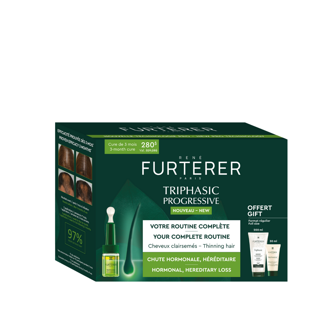 Traitement antichute René Furterer Triphasic Progressive – Pro-density pour chute de cheveux héréditaire

