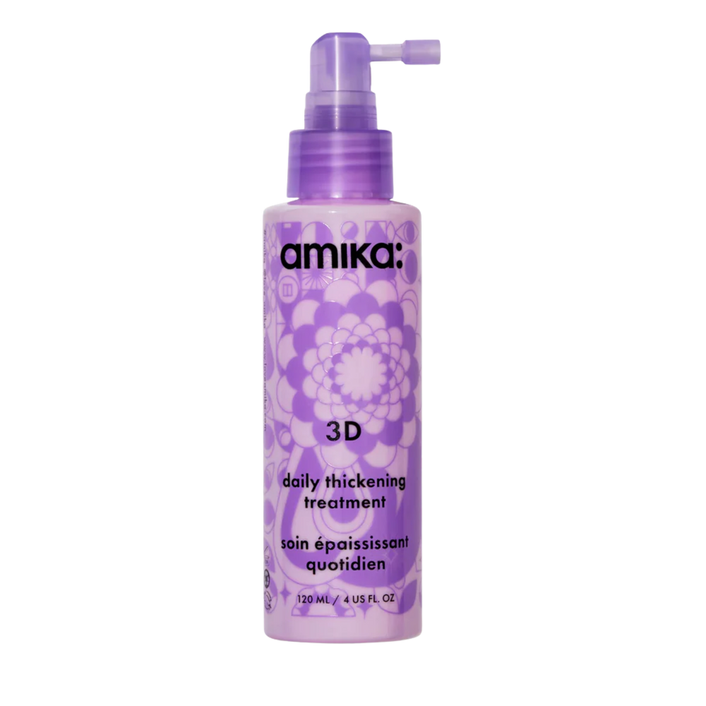Flacon du soin amika 3D Hair Thickening Treatment pour densité capillaire et volume

