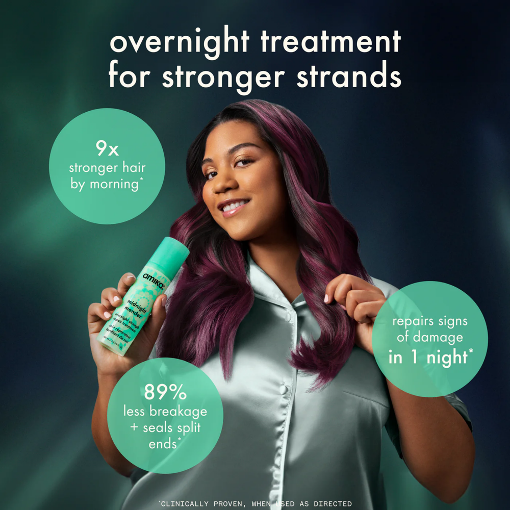 Amika Midnight Mender traitement capillaire de nuit – masque réparateur cheveux abîmés