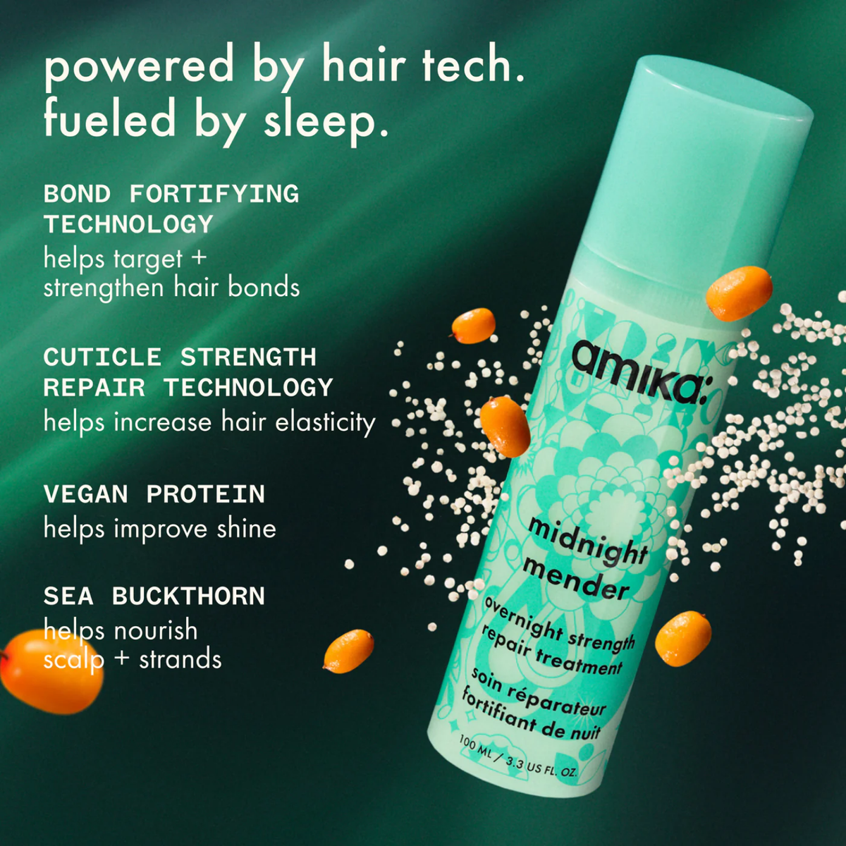 Amika Midnight Mender traitement capillaire de nuit – masque réparateur cheveux abîmés