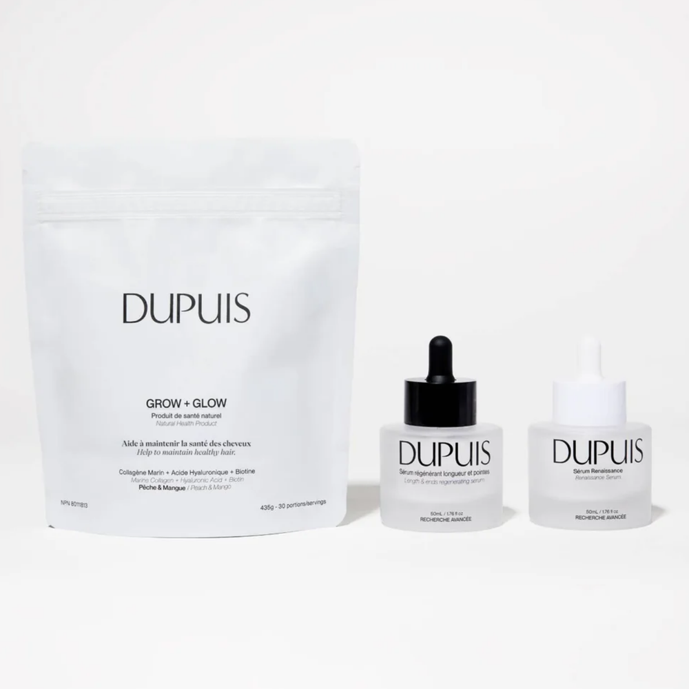 Trio croissance Dupuis avec sérums et supplément pour cheveux forts et denses