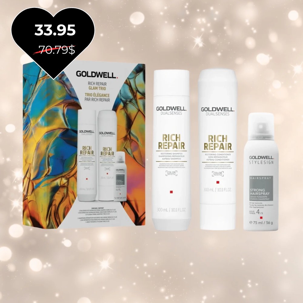 Coffret Goldwell Trio Rich Repair — shampooing, après-shampoing et traitement 60 sec