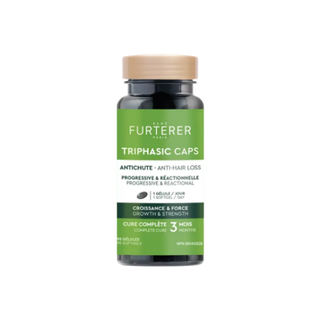 Flacon de capsules Triphasic Caps – complément alimentaire pour densité capillaire
