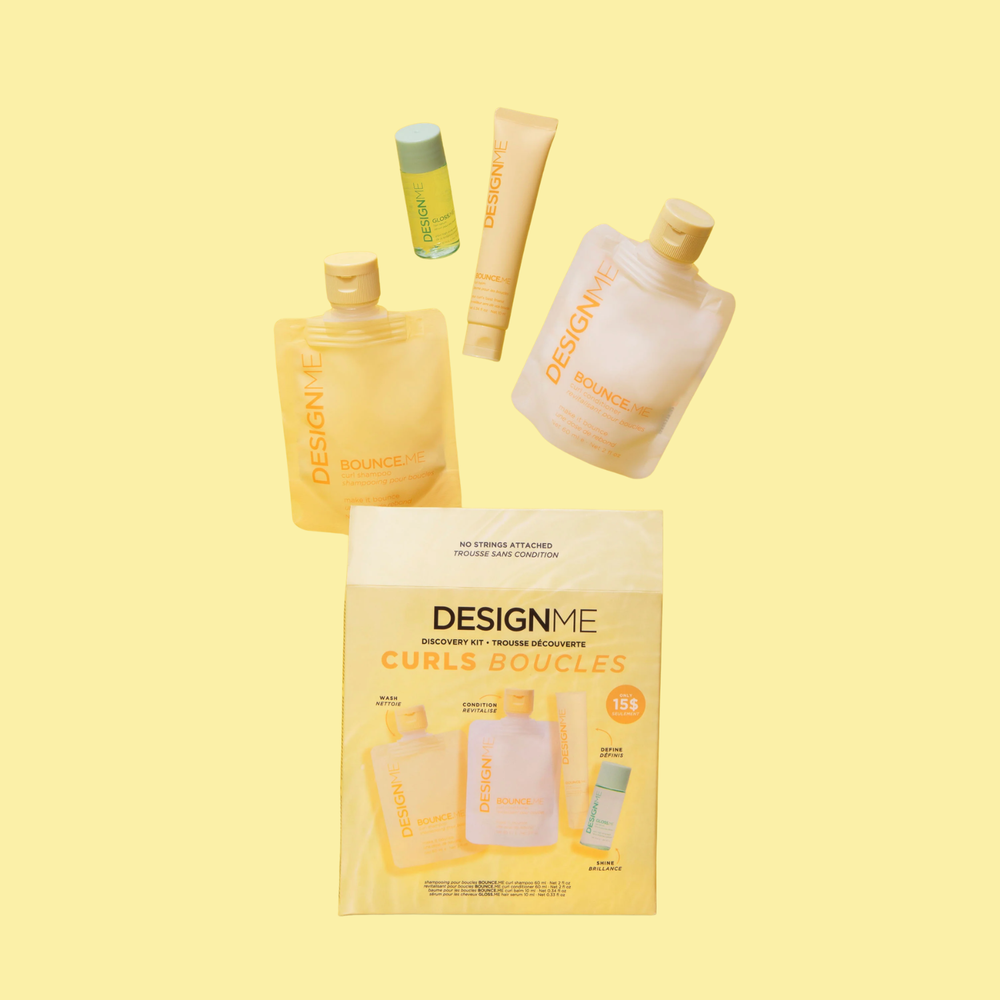 Trousse découverte Boucles DesignME Hair – ensemble shampooing, revitalisant, baume et huile pour définir et hydrater cheveux bouclés