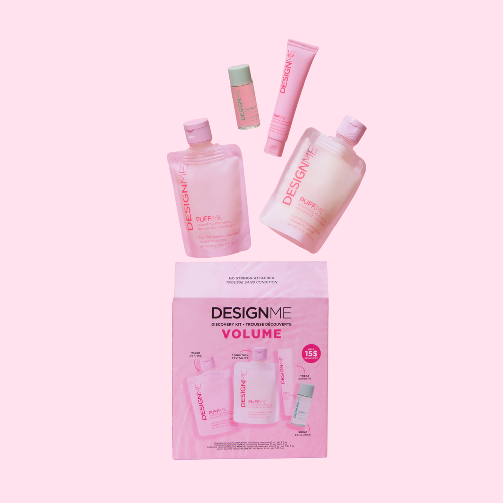 Trousse découverte Volume DesignME Hair – ensemble shampooing, revitalisant, spray et traitement pour volume cheveux