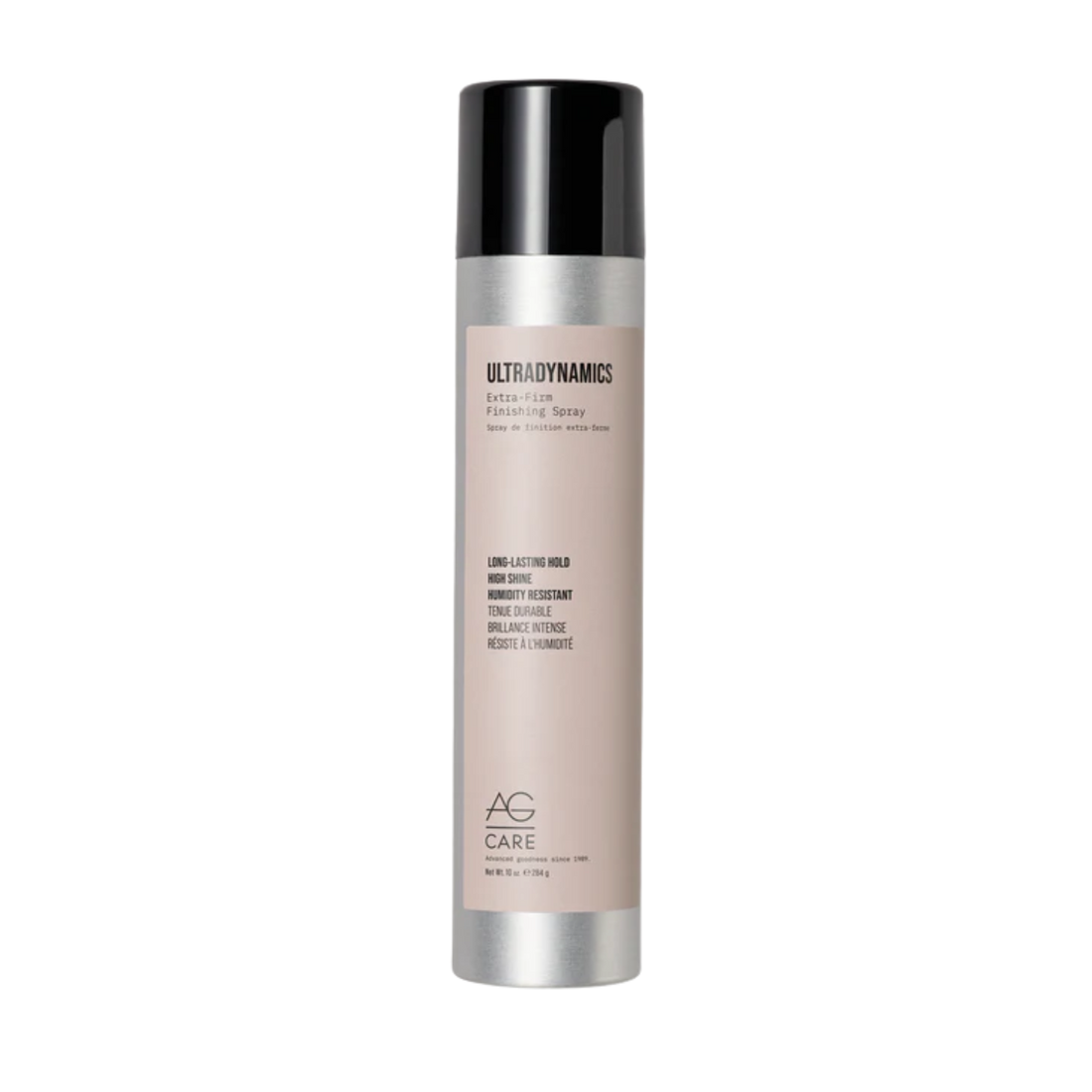 Spray fixatif AG Ultradynamics Extra-Firm 296 ml — flacon noir et rouge