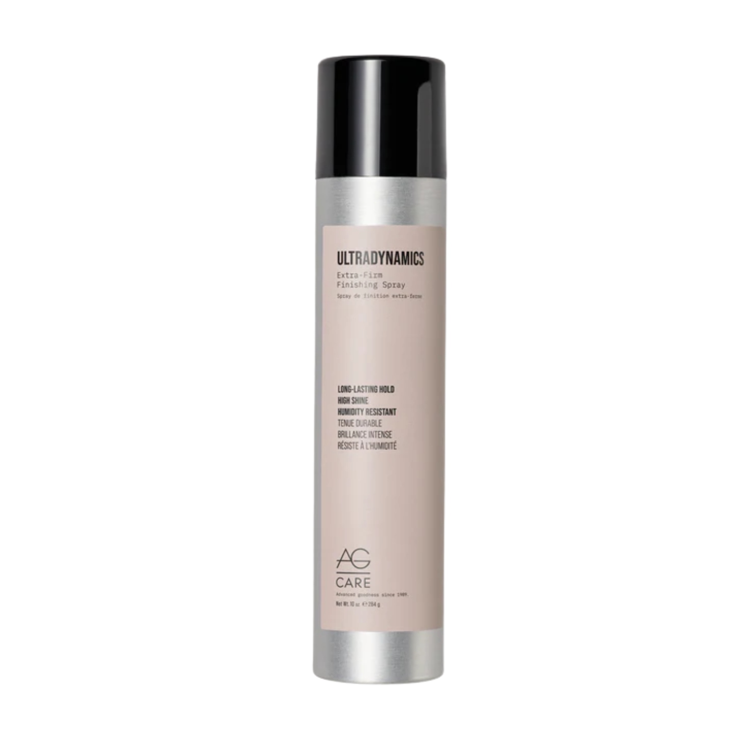 Spray fixatif AG Ultradynamics Extra-Firm 296 ml — flacon noir et rouge