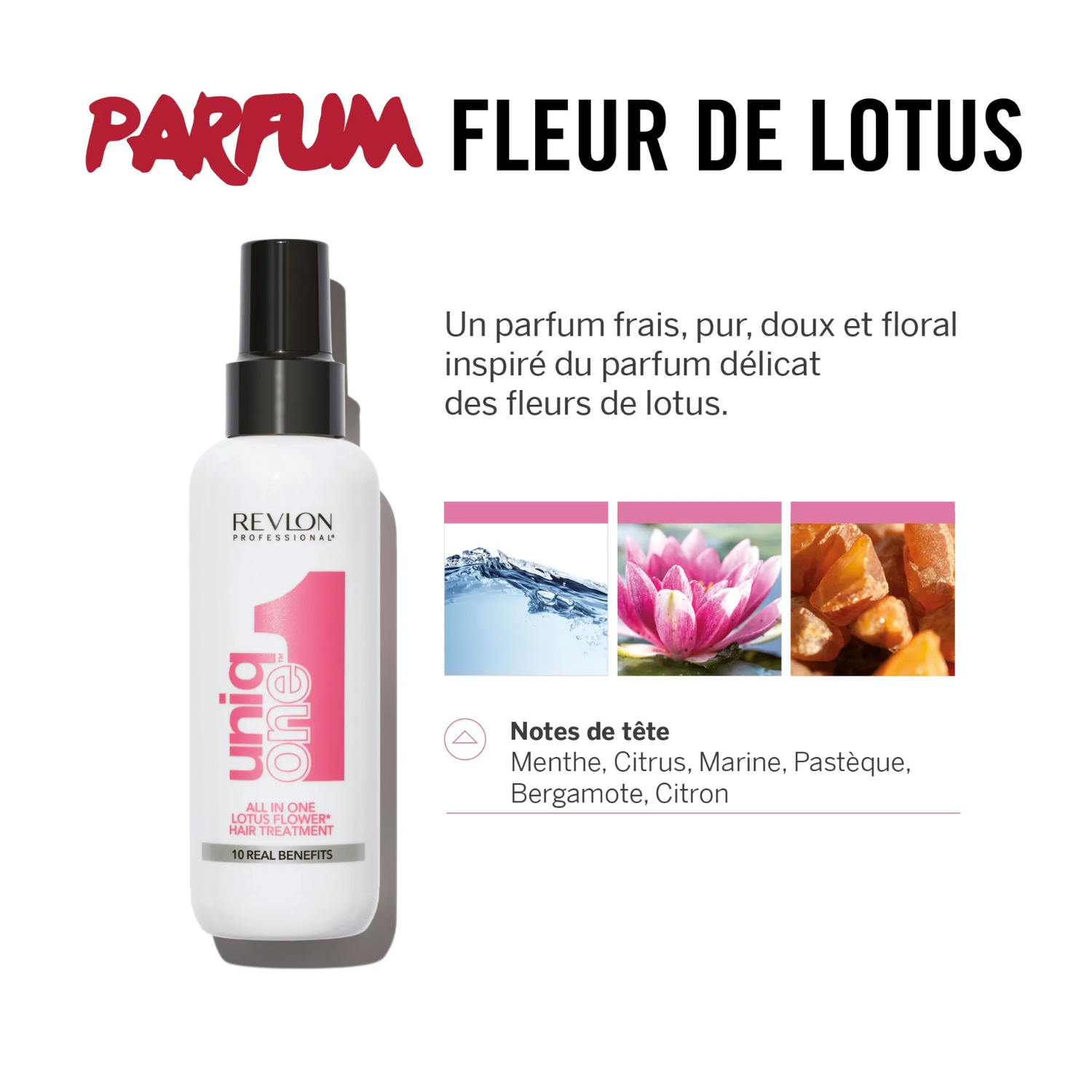 Avant après cheveux doux et brillants soin UniqOne Lotus