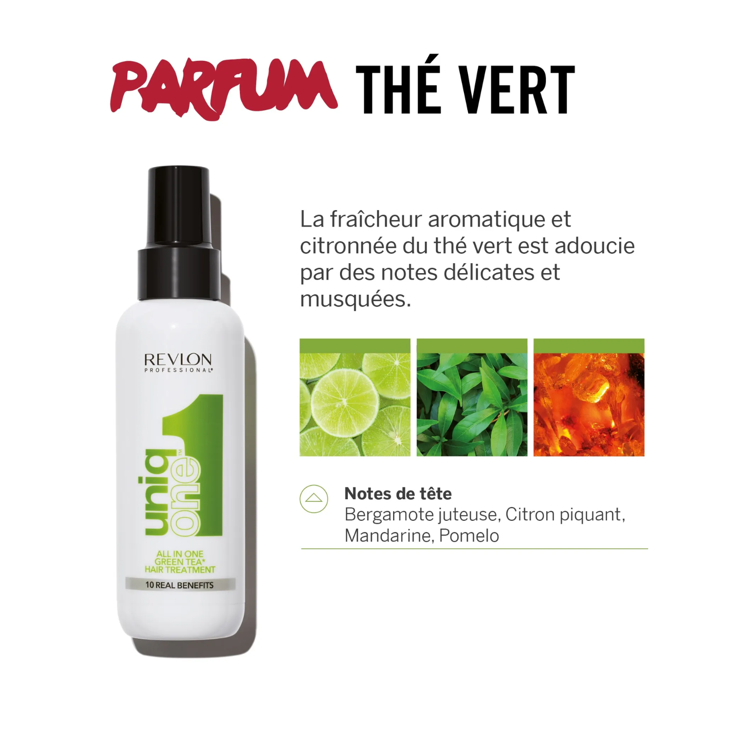 Avant après cheveux doux et brillants UniqOne thé vert