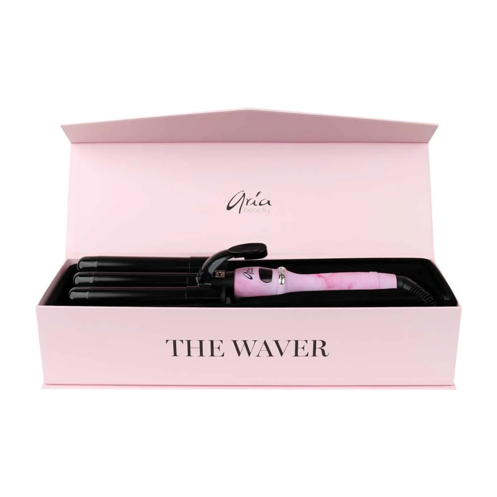Aria Beauty The Babe Waver triple barillet rose marbre – créateur d’ondes plage