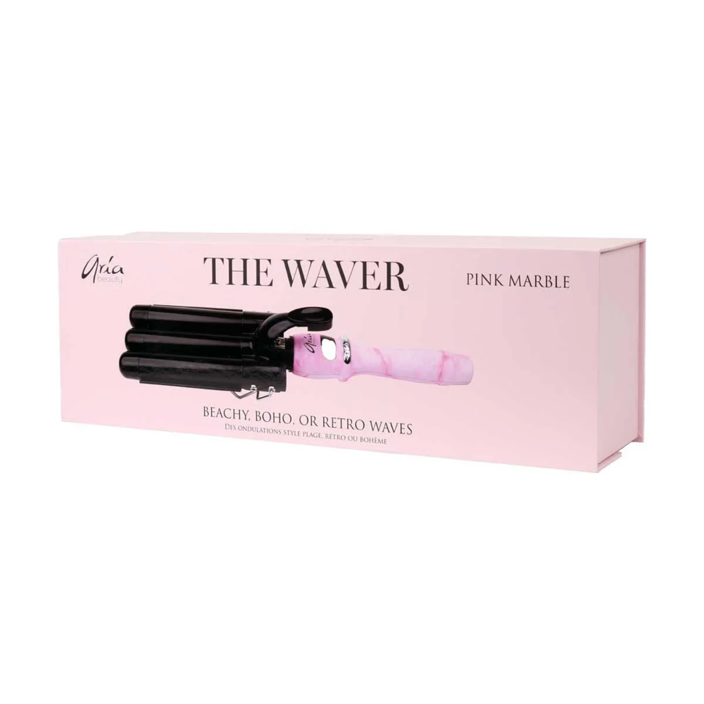Aria Beauty The Babe Waver triple barillet rose marbre – créateur d’ondes plage