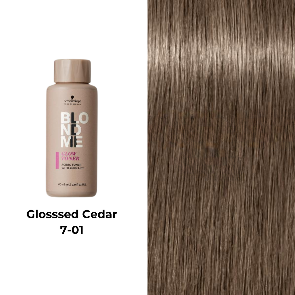 Tube de coloration BLONDME de Schwarzkopf avec mèche de cheveux blond, résultat professionnel lumineux.