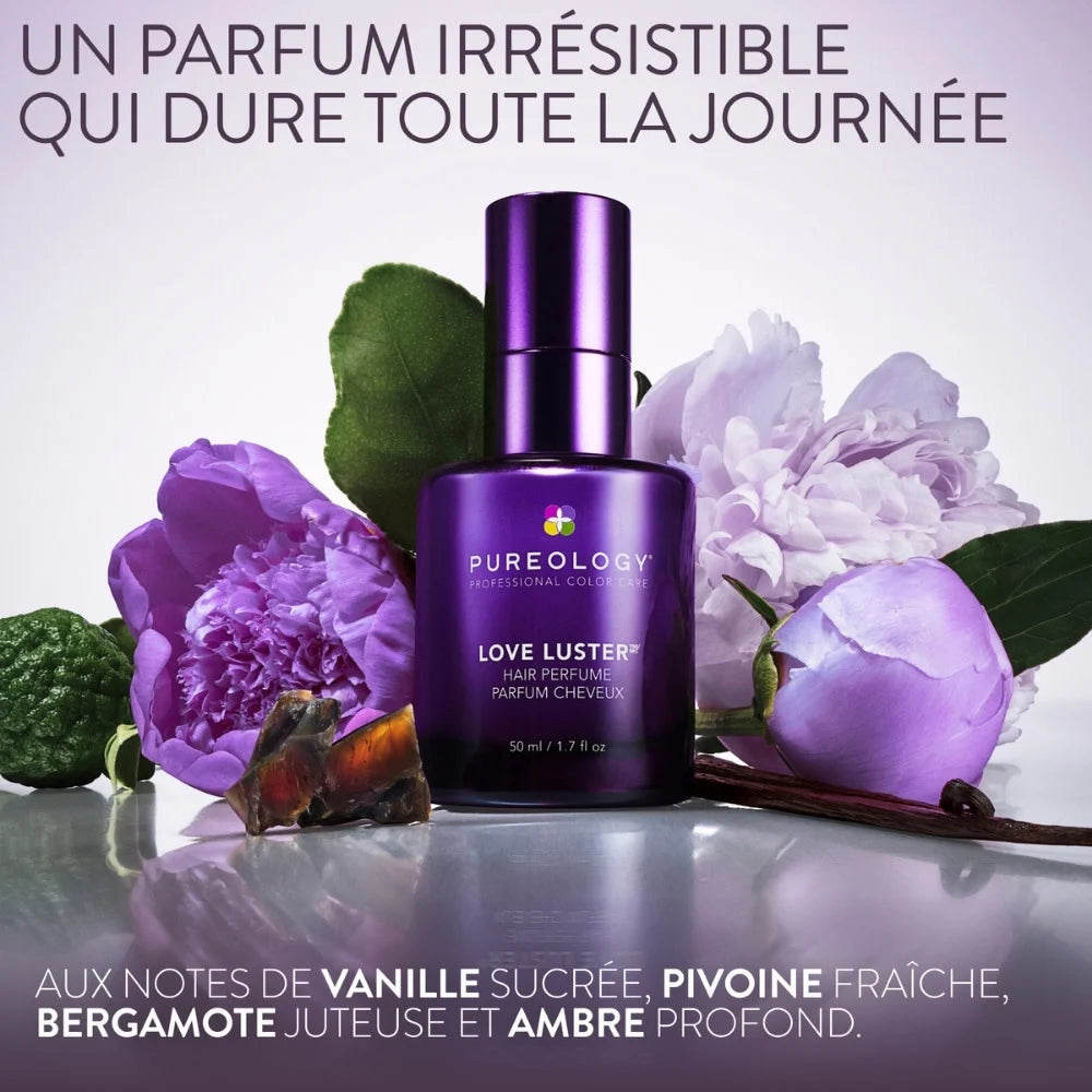 Flacon parfum capillaire Pureology Love Luster – brume légère vanille pivoine